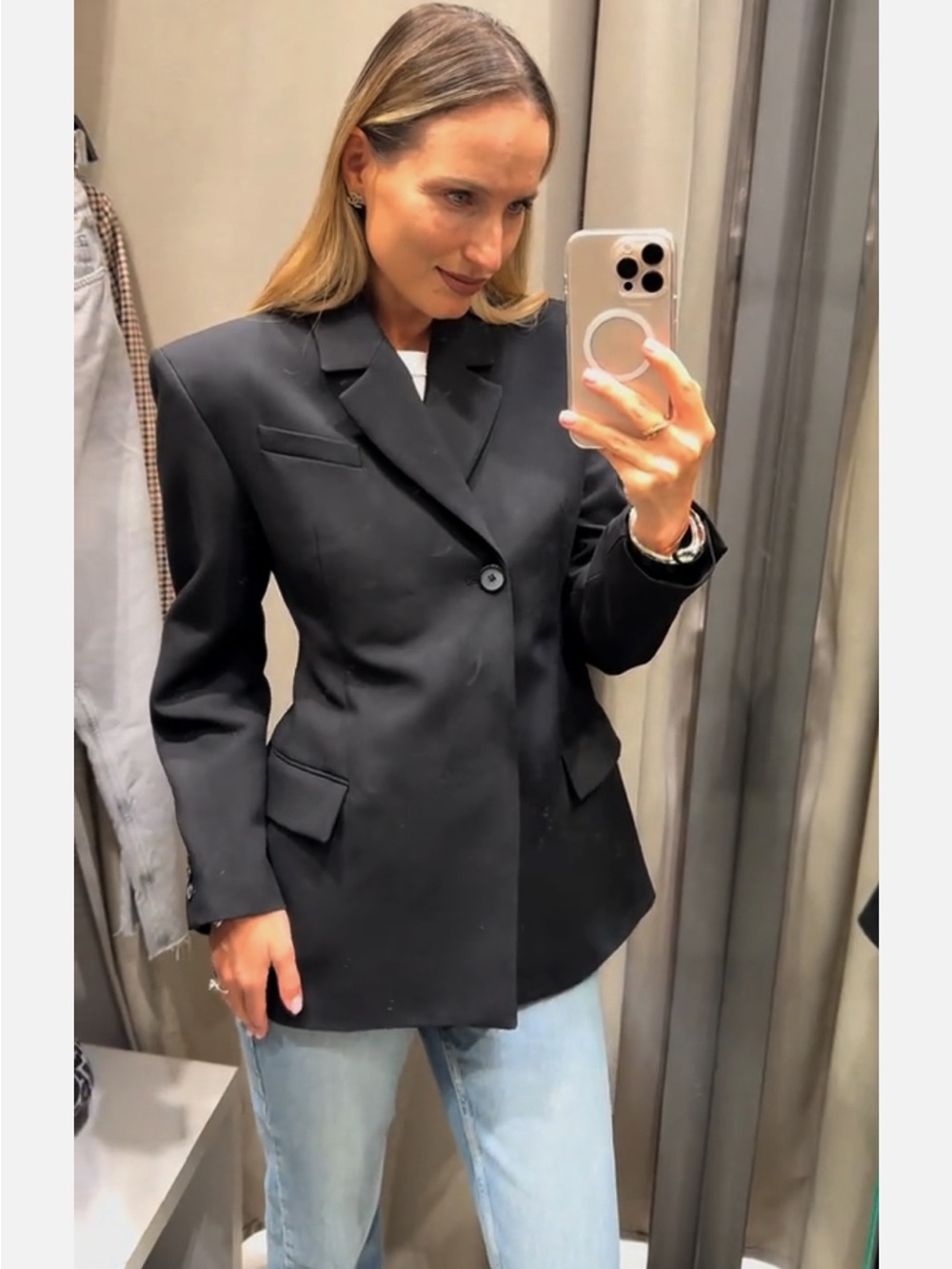 ZARA ZW COLLECTION FITTED BUTTON BLAZER SIZE M - Picture 11 of 14